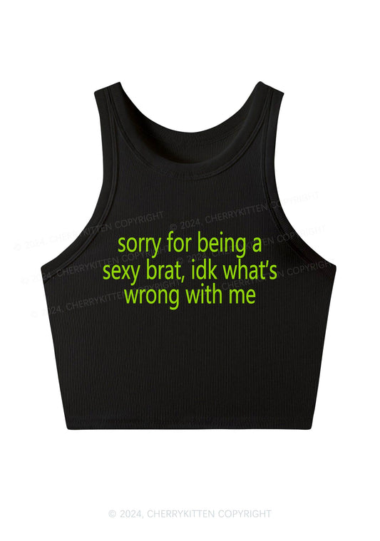 Sorry For Being Brat Y2K Crop Tank Top Cherrykitten