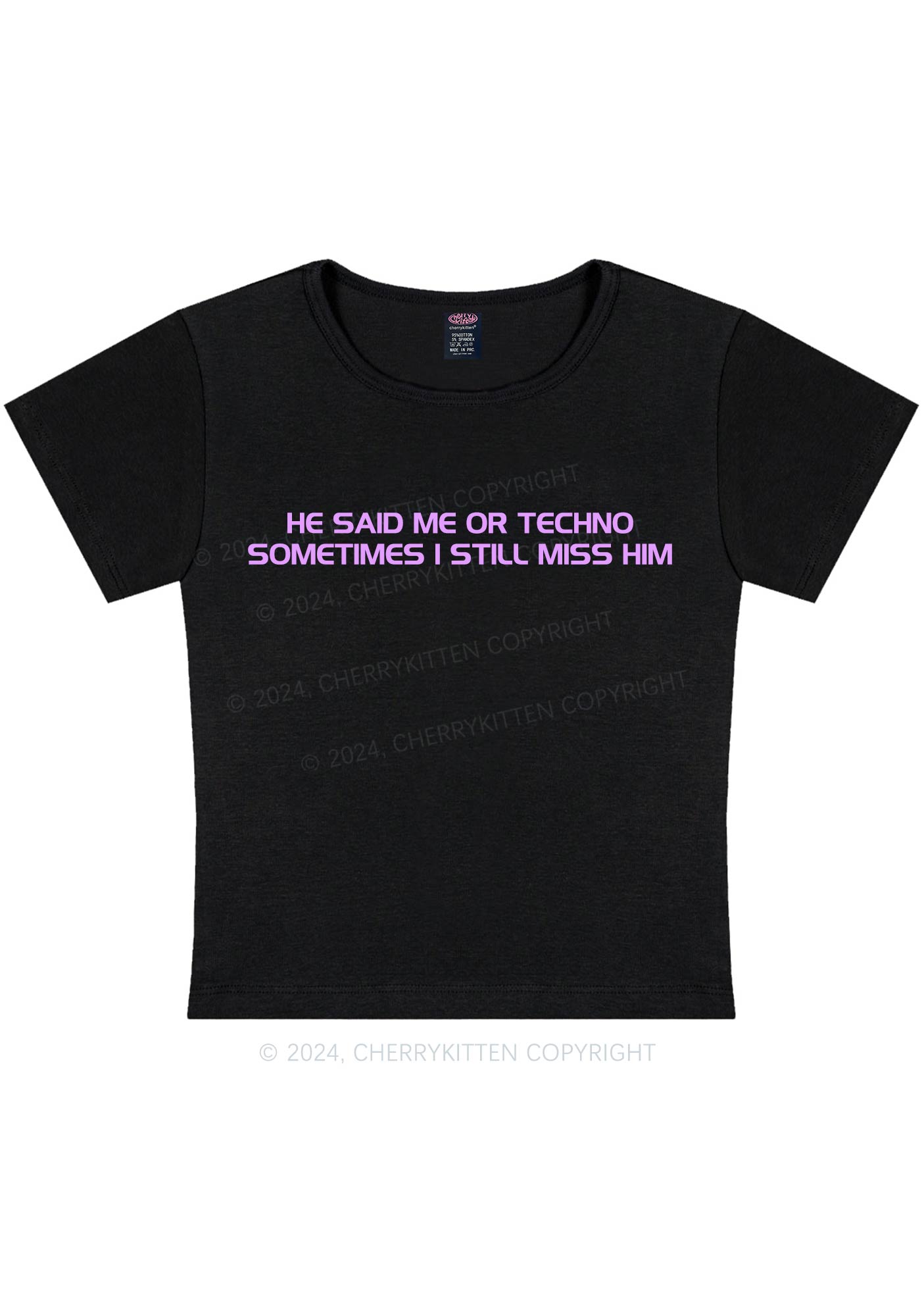 Me Or Techno Y2K Baby Tee Cherrykitten