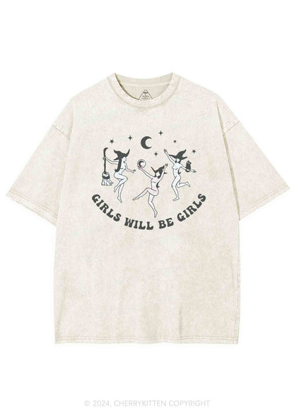 Halloween Dancing Witches Y2K Washed Tee Cherrykitten