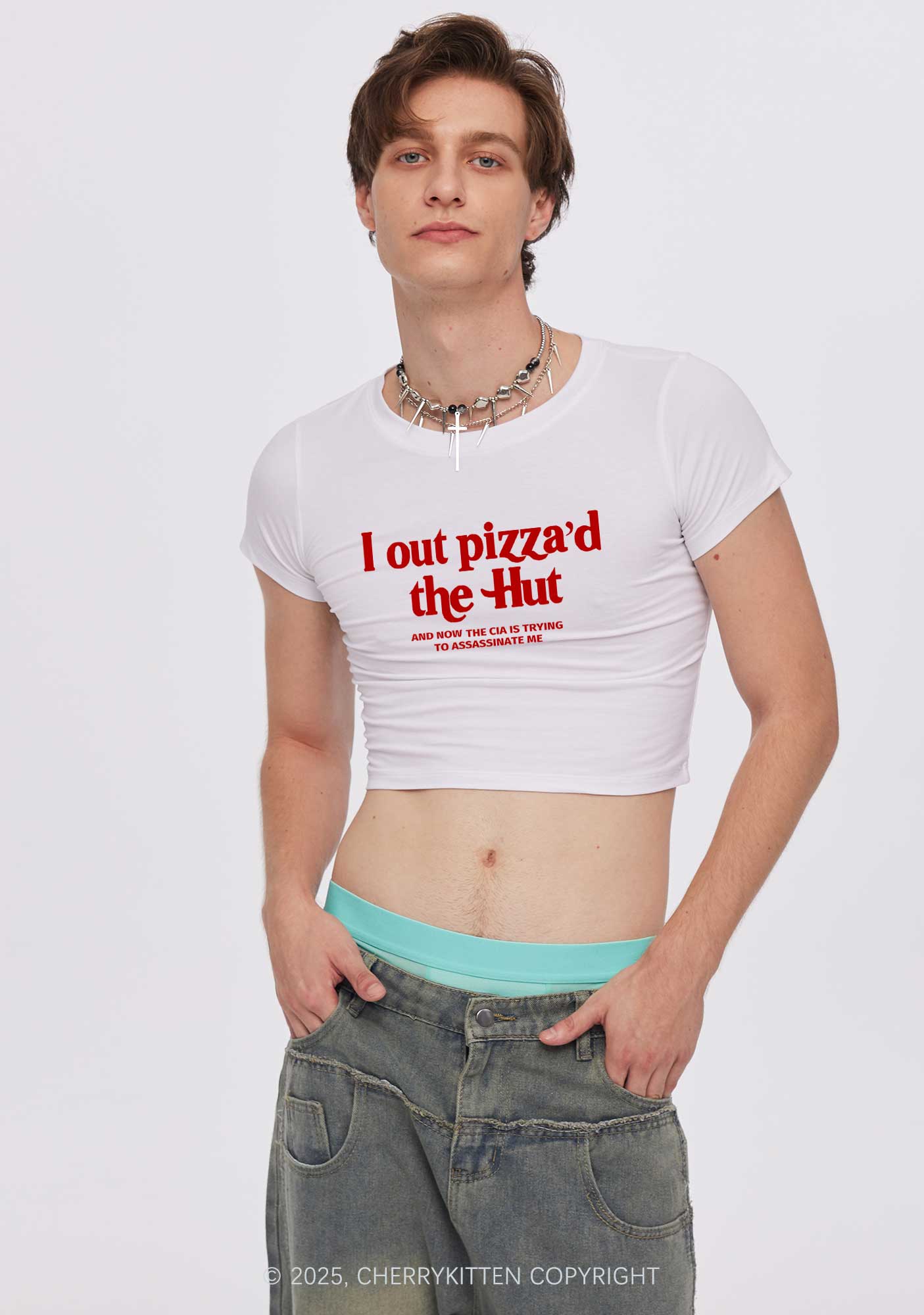 Out Pizzad The Hut Y2K Baby Tee Cherrykitten