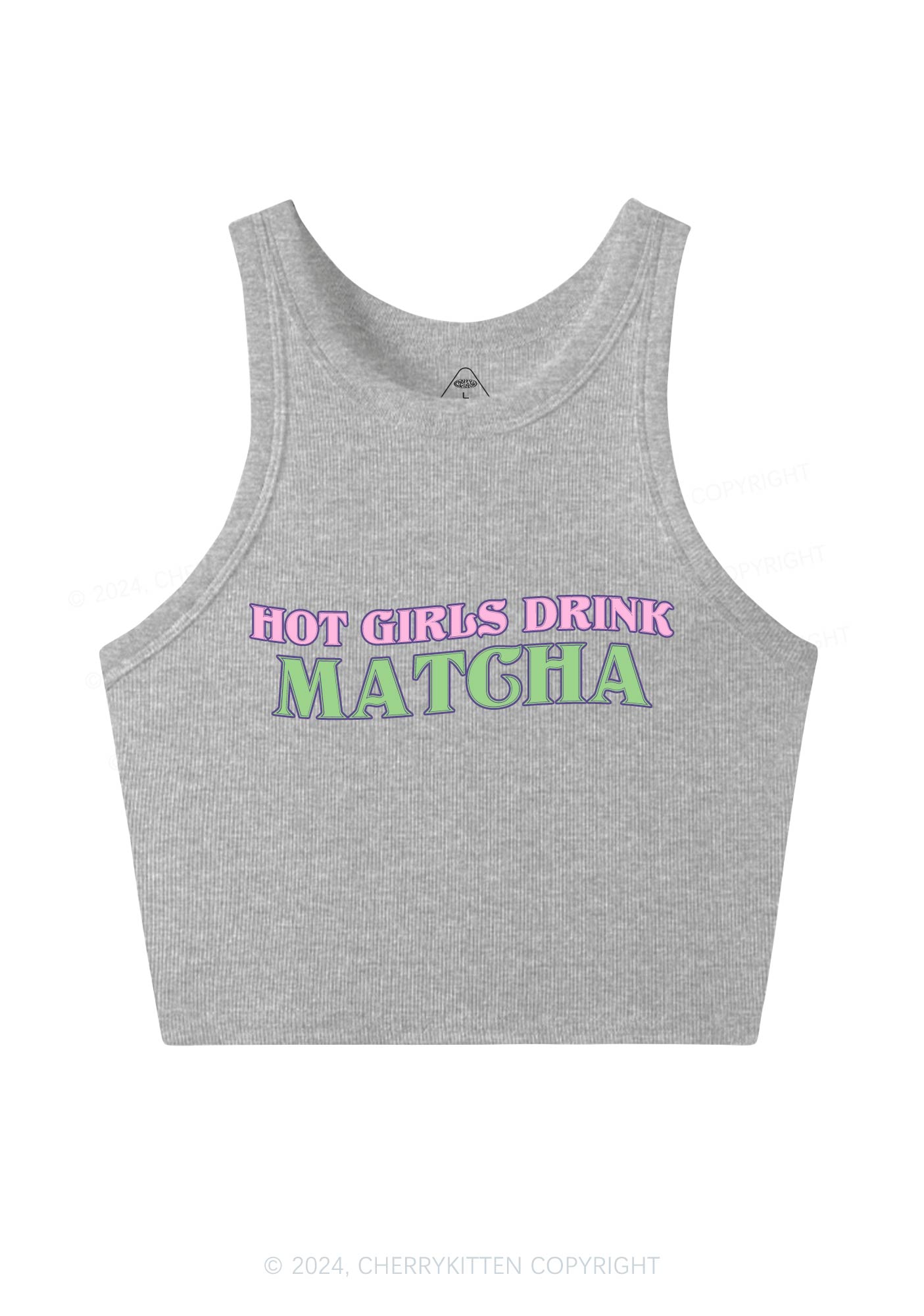 Hot Girls Drink Matcha Y2K Crop Tank Top Cherrykitten