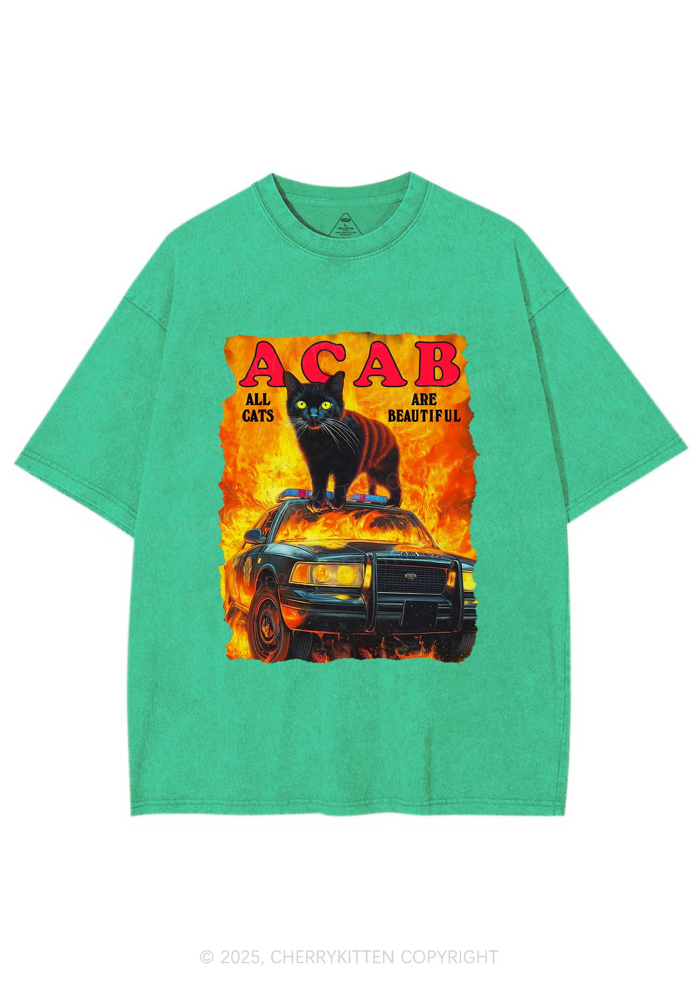 ACAB Beautiful Cats Y2K Washed Tee Cherrykitten