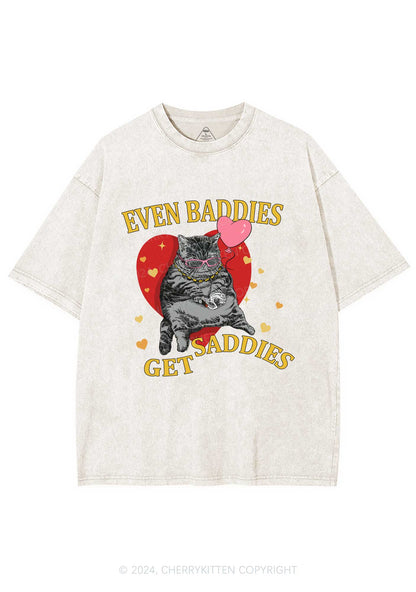 Heart Balloon Kitten Y2K Valentine's Day Washed Tee Cherrykitten