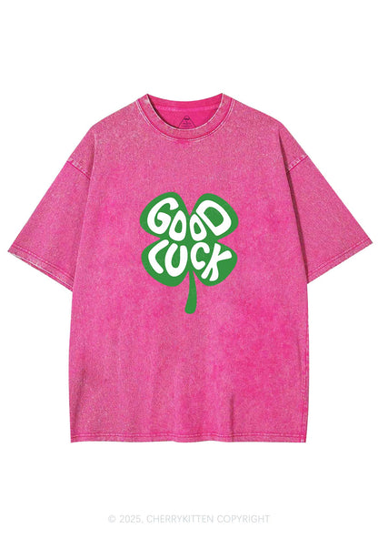 Good Luck St Patricks Y2K Washed Tee Cherrykitten