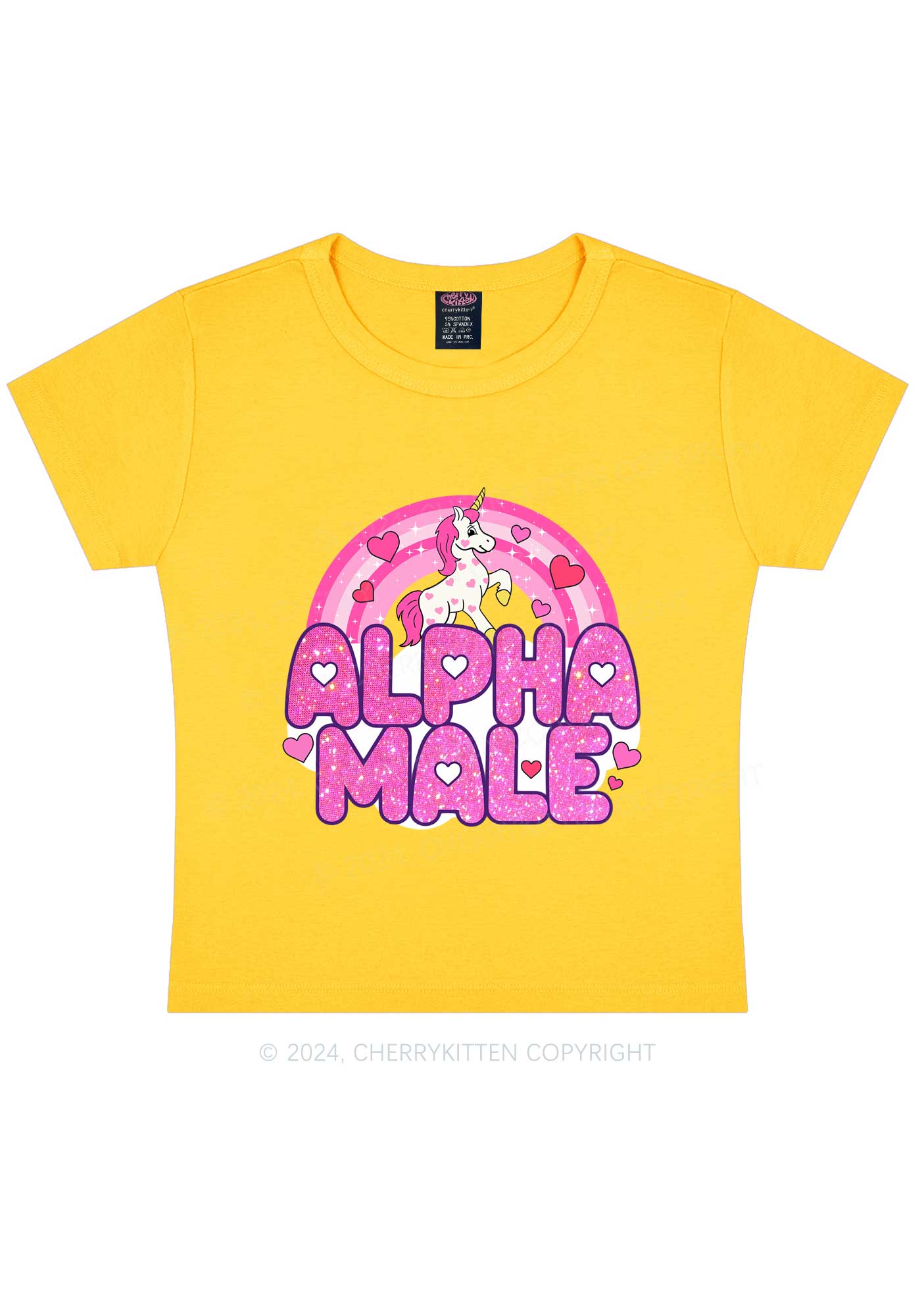 Alpha Male Unicorn Y2K Valentine's Day Baby Tee Cherrykitten