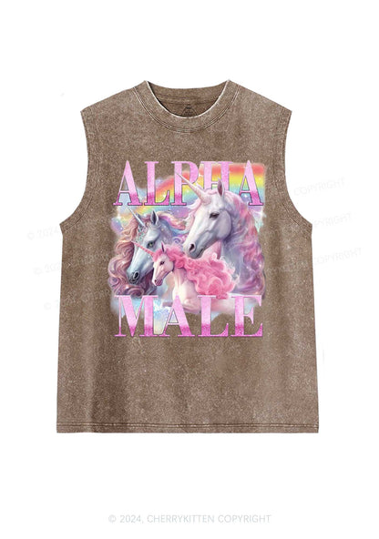 Pink Unicorn Alpha Male Y2K Washed Tank Cherrykitten