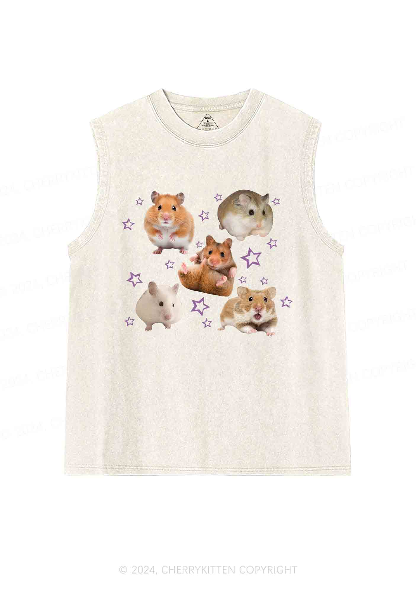 Cute Hamsters Y2K Washed Tank Cherrykitten