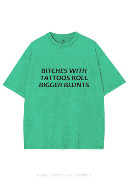 Bxxches Roll Bigger Blunts Y2K Washed Tee Cherrykitten