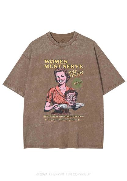 Women Serve Men Y2K Washed Tee Cherrykitten