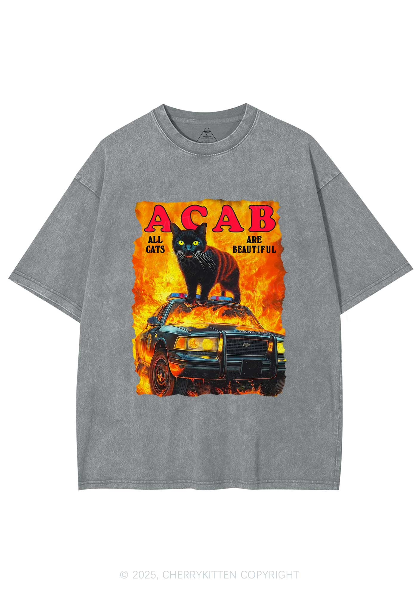 ACAB Beautiful Cats Y2K Washed Tee Cherrykitten