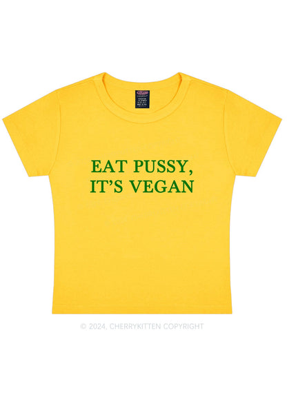 Eat Puxxy It's Vegan Y2K Baby Tee Cherrykitten