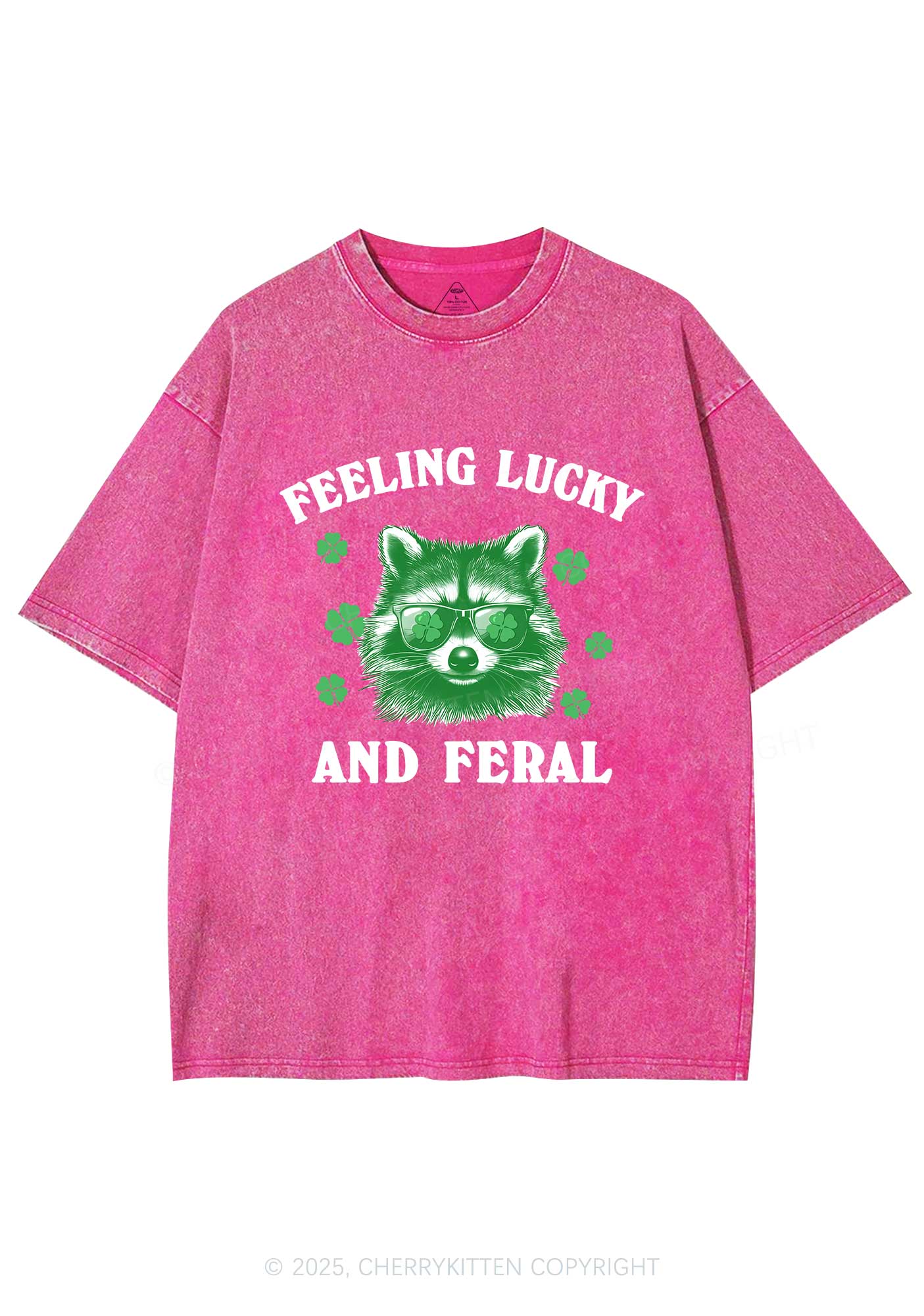 Feeling Lucky And Feral St Patricks Y2K Washed Tee Cherrykitten