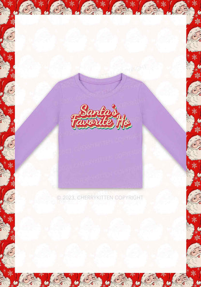 Santa's Favorite Ho Christmas Y2K Long Sleeve Crop Top Cherrykitten