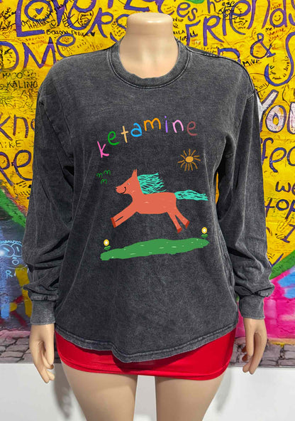 Orange Pony Y2K Washed Long Sleeves Cherrykitten