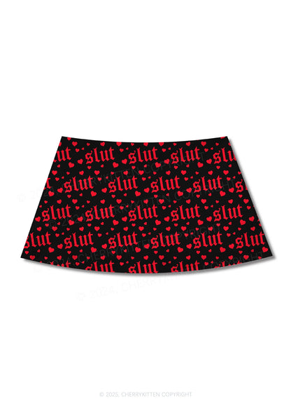 Black Slxt Y2K Print Mini Skirt Cherrykitten