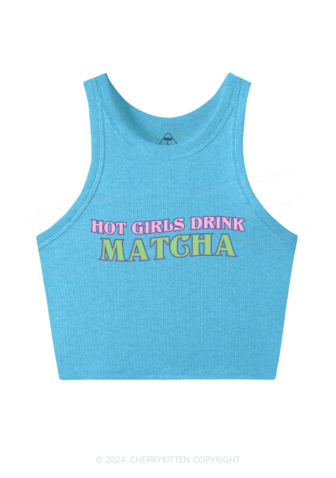 Hot Girls Drink Matcha Y2K Crop Tank Top Cherrykitten