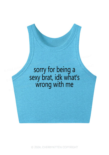 Sorry For Being Brat Y2K Crop Tank Top Cherrykitten