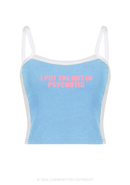 I Put The Hot In Psychotic Y2K Color Block Crop Cami Top Cherrykitten