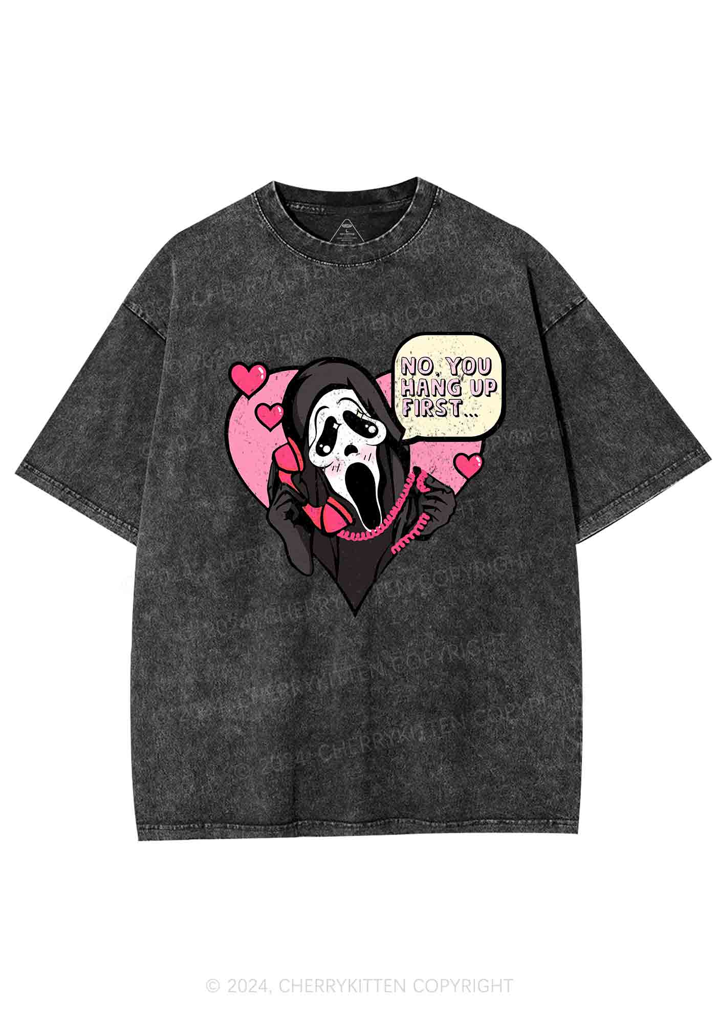 Halloween Skeleton Heart Y2K Washed Tee Cherrykitten