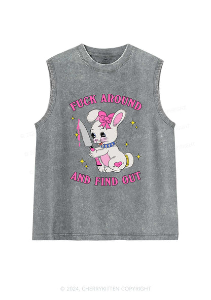 Fxxk Around Bunny Y2K Washed Tank Cherrykitten