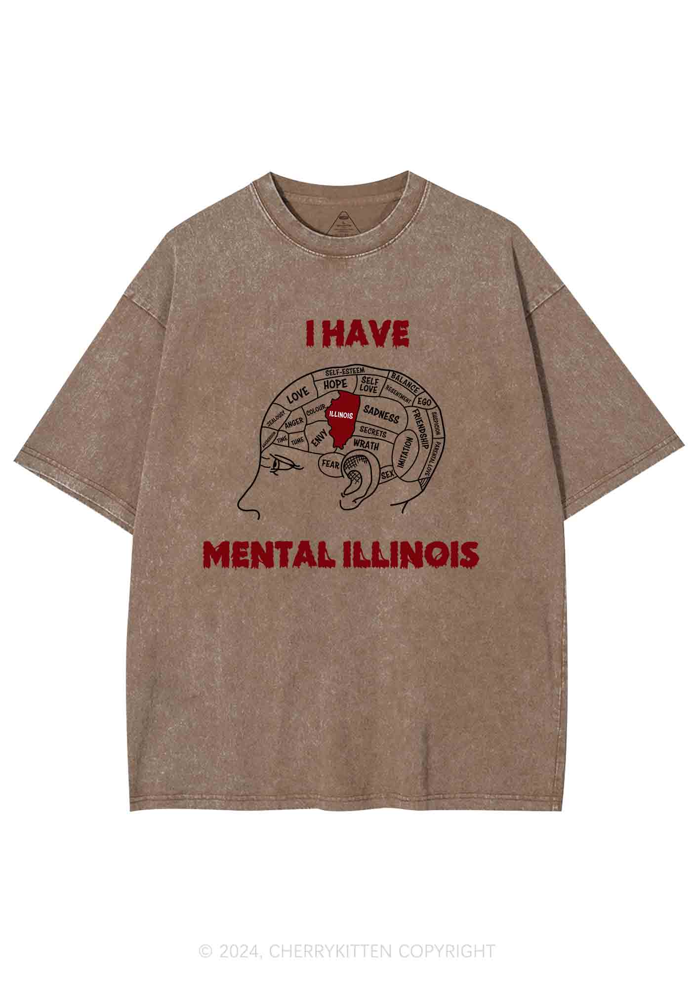 I Have Mental Illinois Y2K Washed Tee Cherrykitten