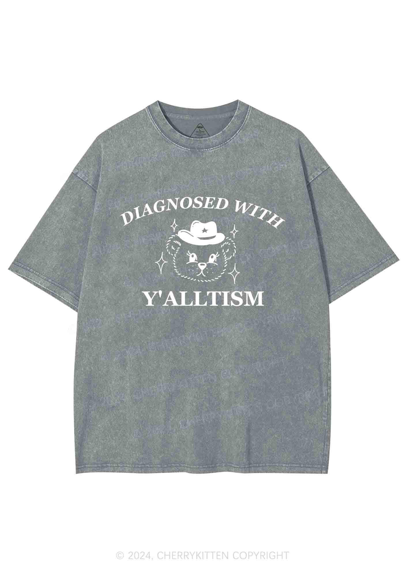 Diagnosed With Y'alltism Y2K Washed Tee Cherrykitten