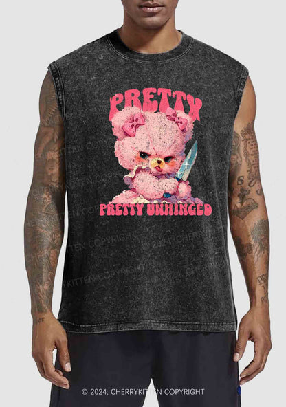 Pretty Unhinged Bear Y2K Washed Tank Cherrykitten