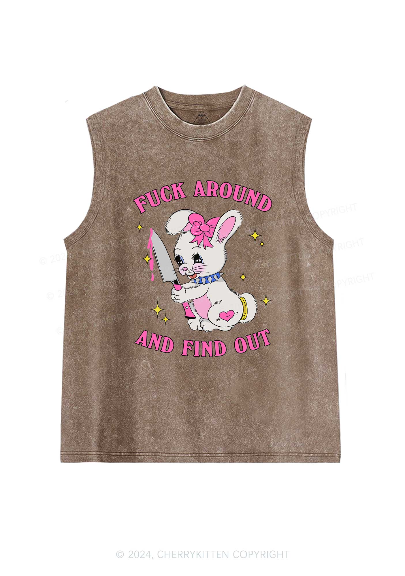 Fxxk Around Bunny Y2K Washed Tank Cherrykitten