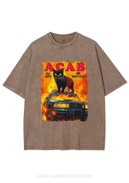 ACAB Beautiful Cats Y2K Washed Tee Cherrykitten