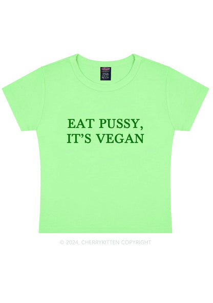 Eat Puxxy It's Vegan Y2K Baby Tee Cherrykitten