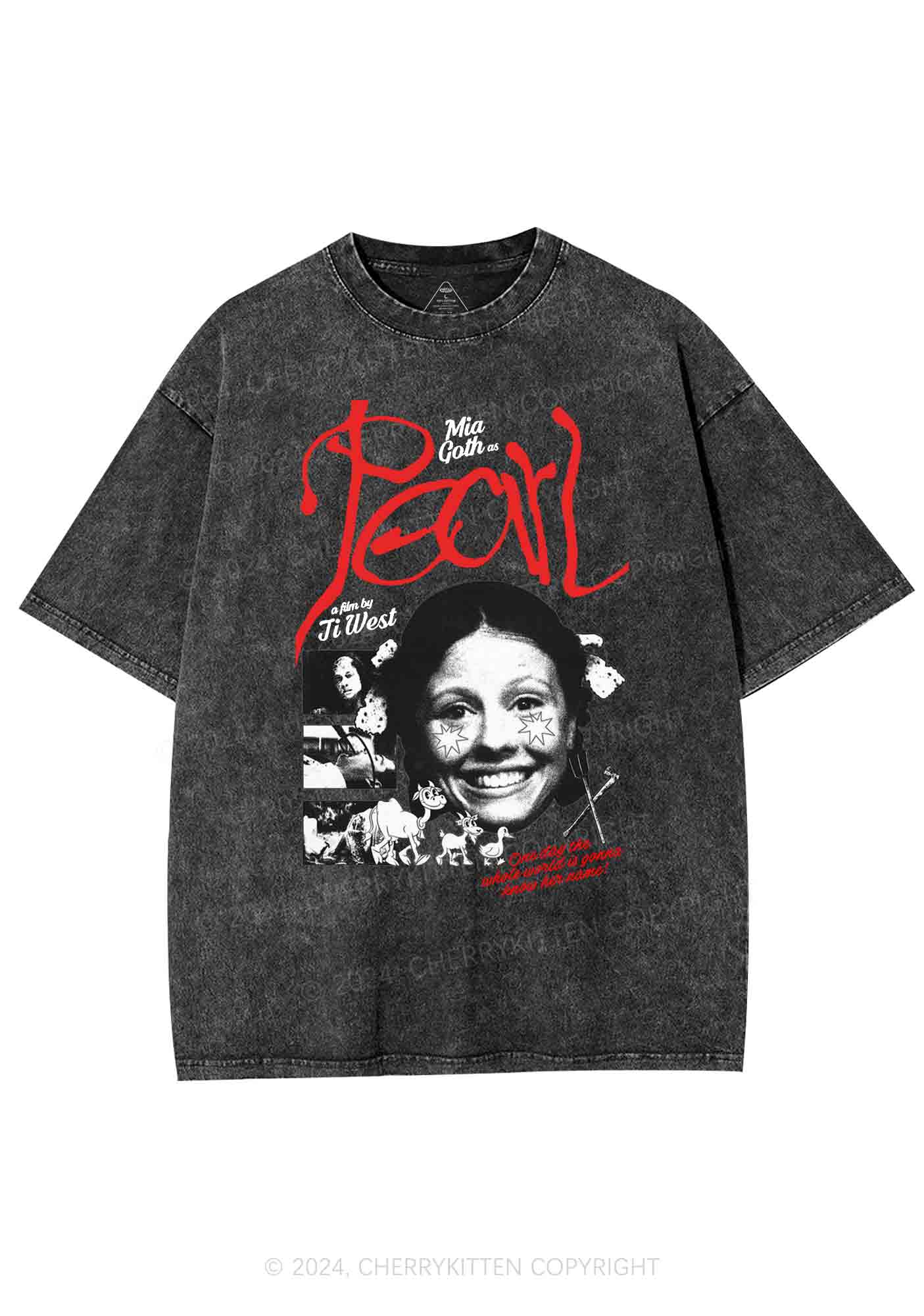 Halloween Film Pearl Y2K Washed Tee Cherrykitten