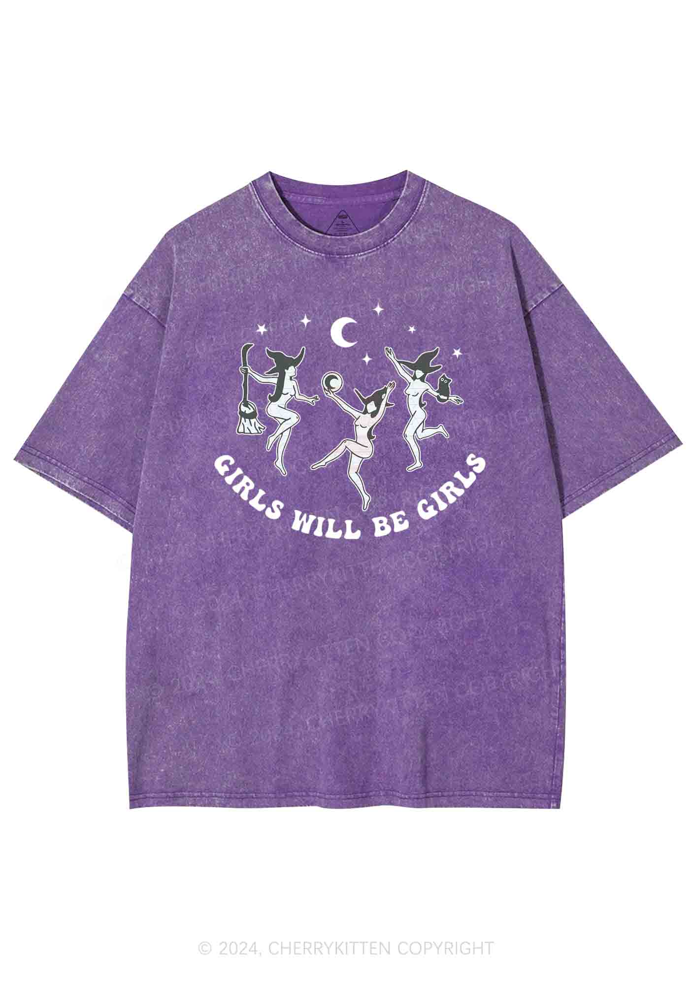 Halloween Dancing Witches Y2K Washed Tee Cherrykitten