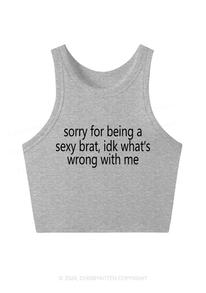 Sorry For Being Brat Y2K Crop Tank Top Cherrykitten