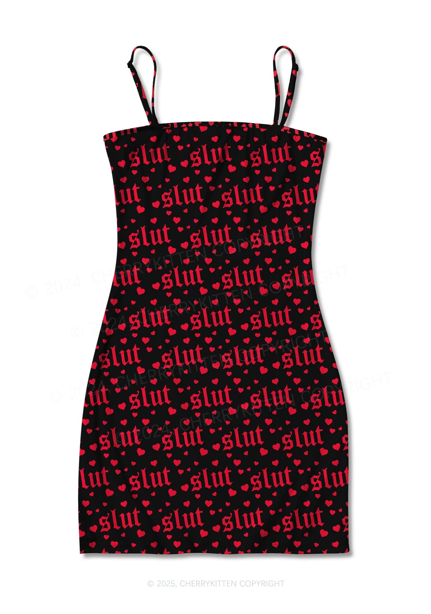 Black Slxt Y2K Print Slip Dress Cherrykitten