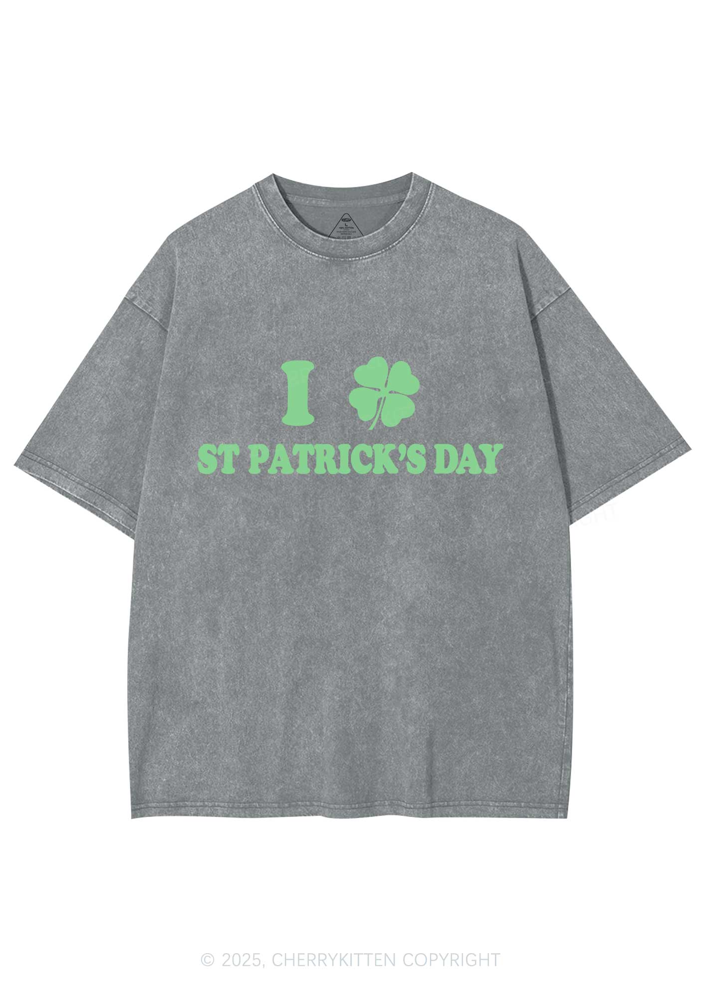 I Love St Patricks Y2K Washed Tee Cherrykitten