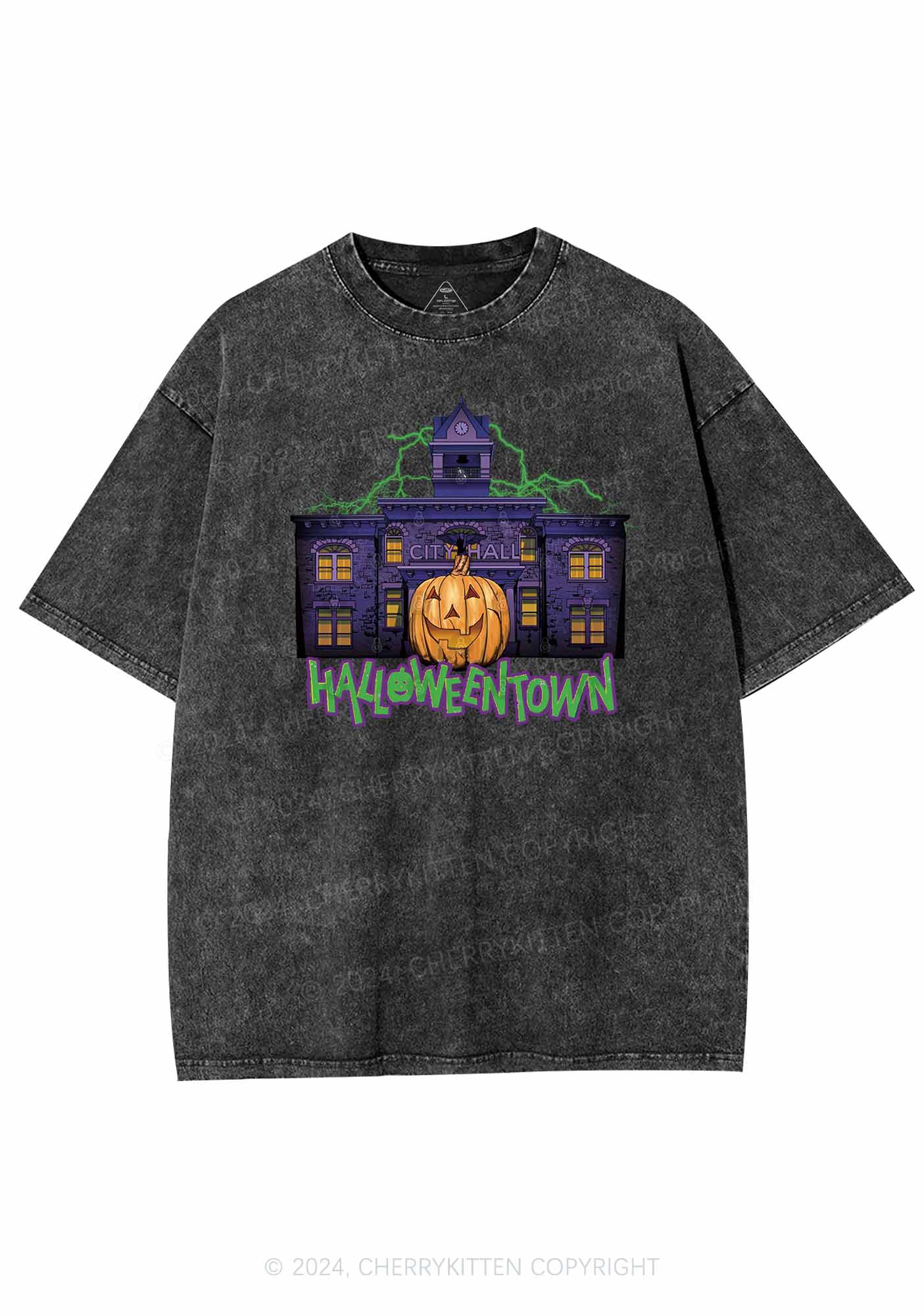 Halloween Spooky Square Y2K Washed Tee Cherrykitten