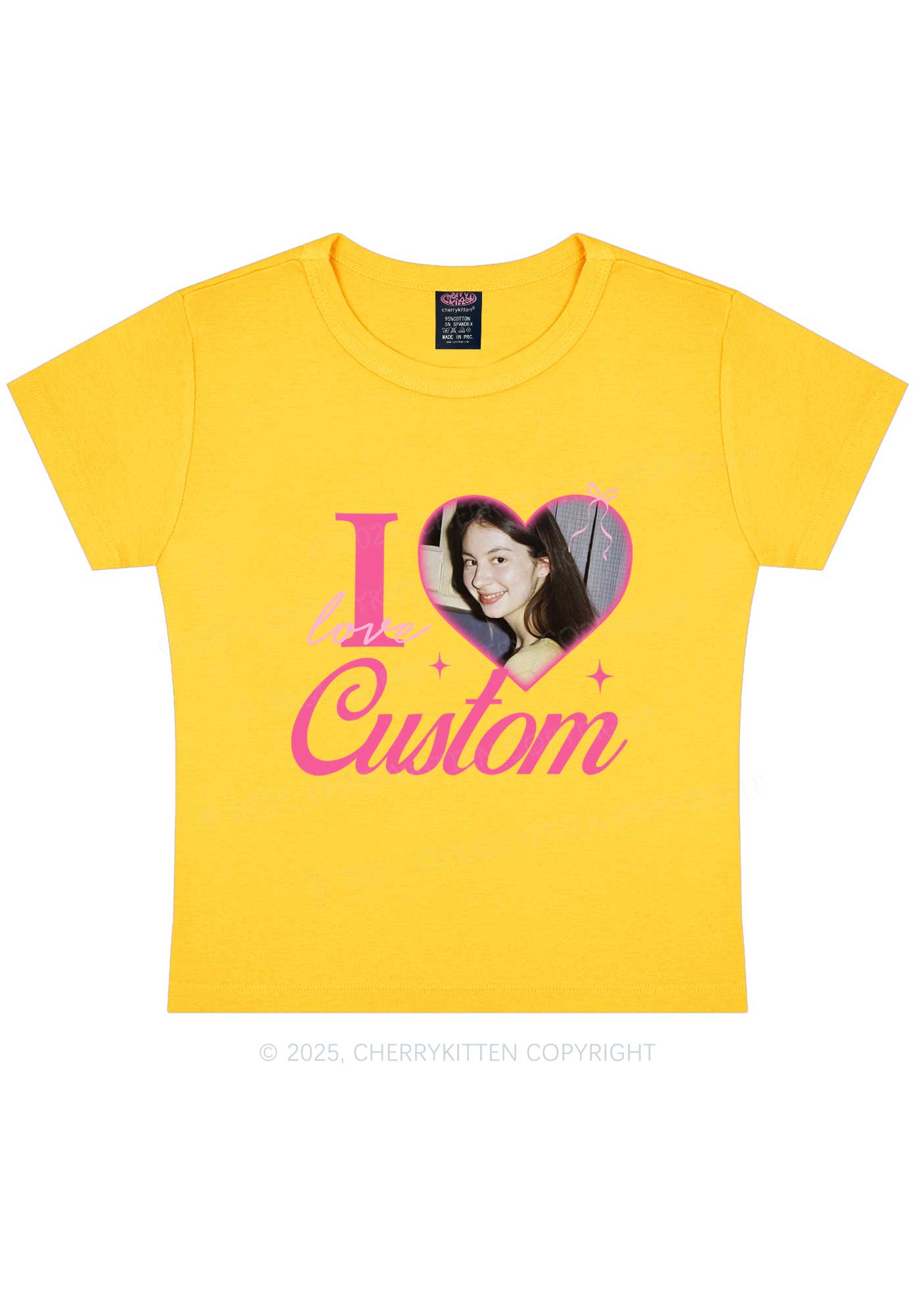 I Love Custom Photo Y2K Valentine's Day Baby Tee Cherrykitten