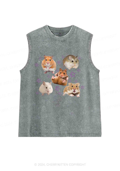 Cute Hamsters Y2K Washed Tank Cherrykitten