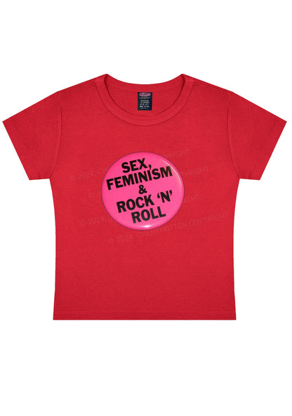 Feminism Rock N Roll Y2K Baby Tee Cherrykitten