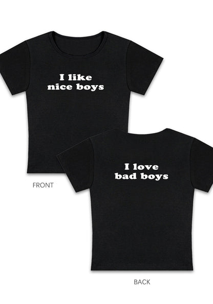 Curvy Nice&Bad Boys Two Sides Baby Tee