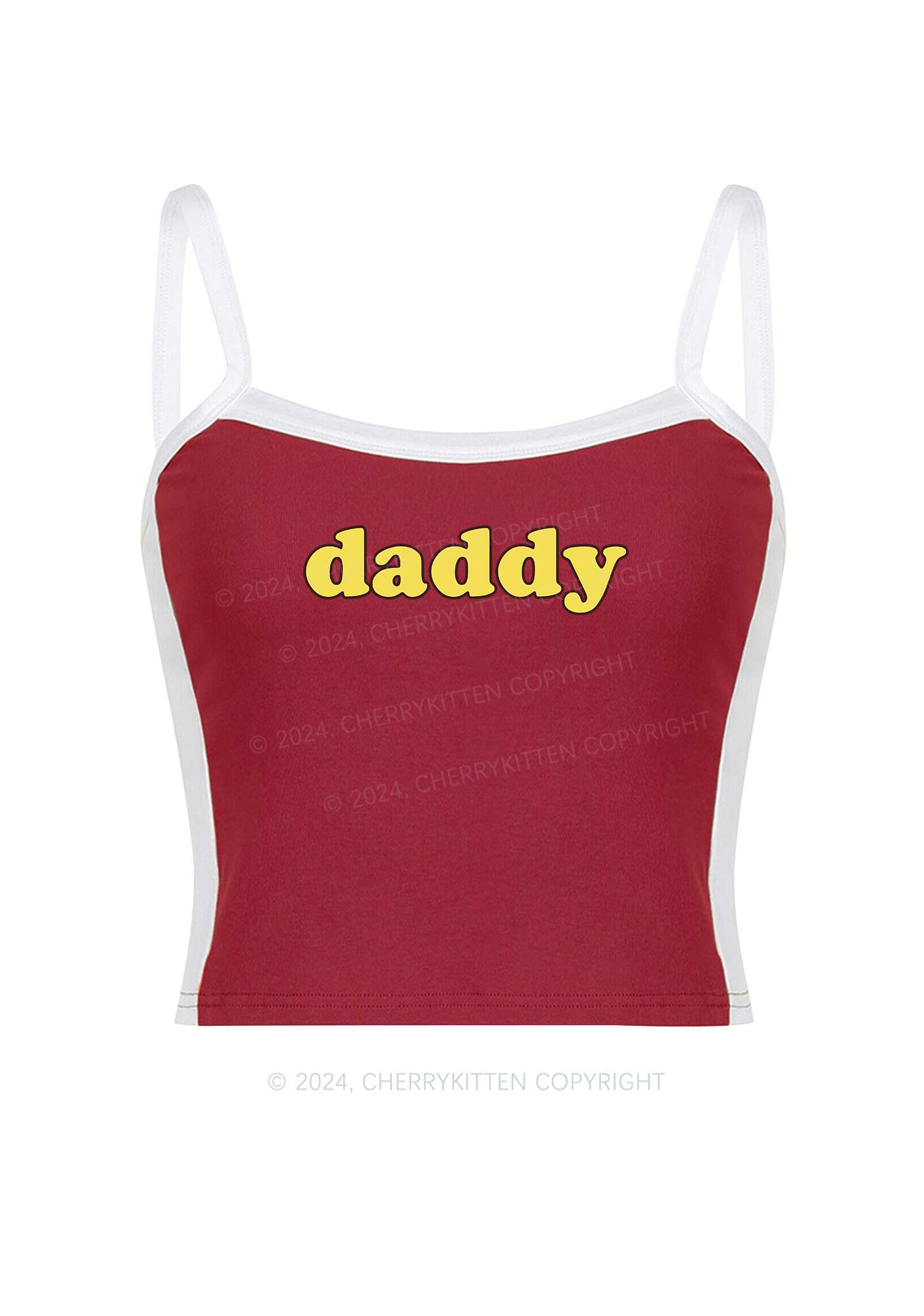 Daddy Y2K Color Block Crop Cami Top Cherrykitten