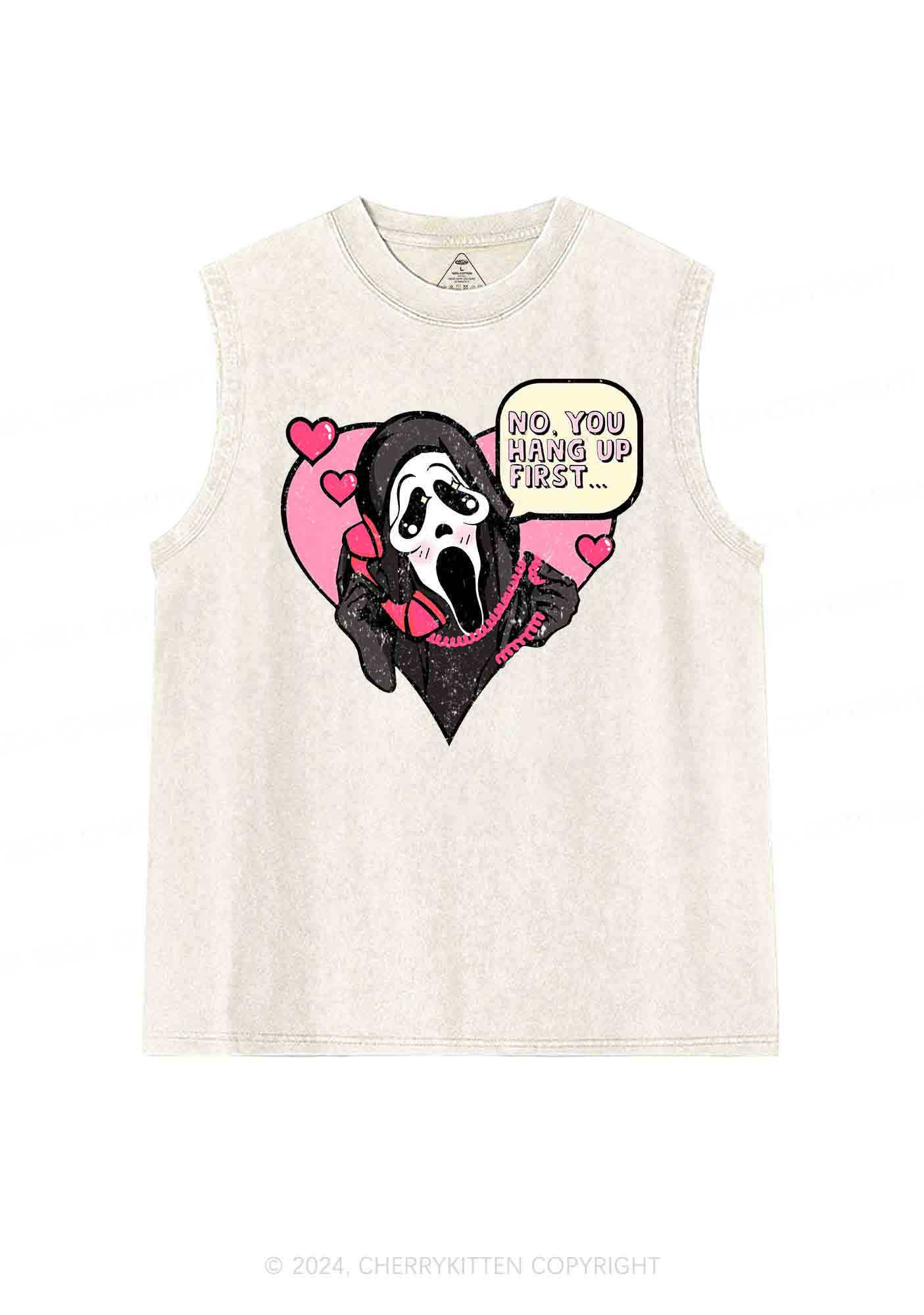 Halloween Skeleton Heart Y2K Washed Tank Cherrykitten