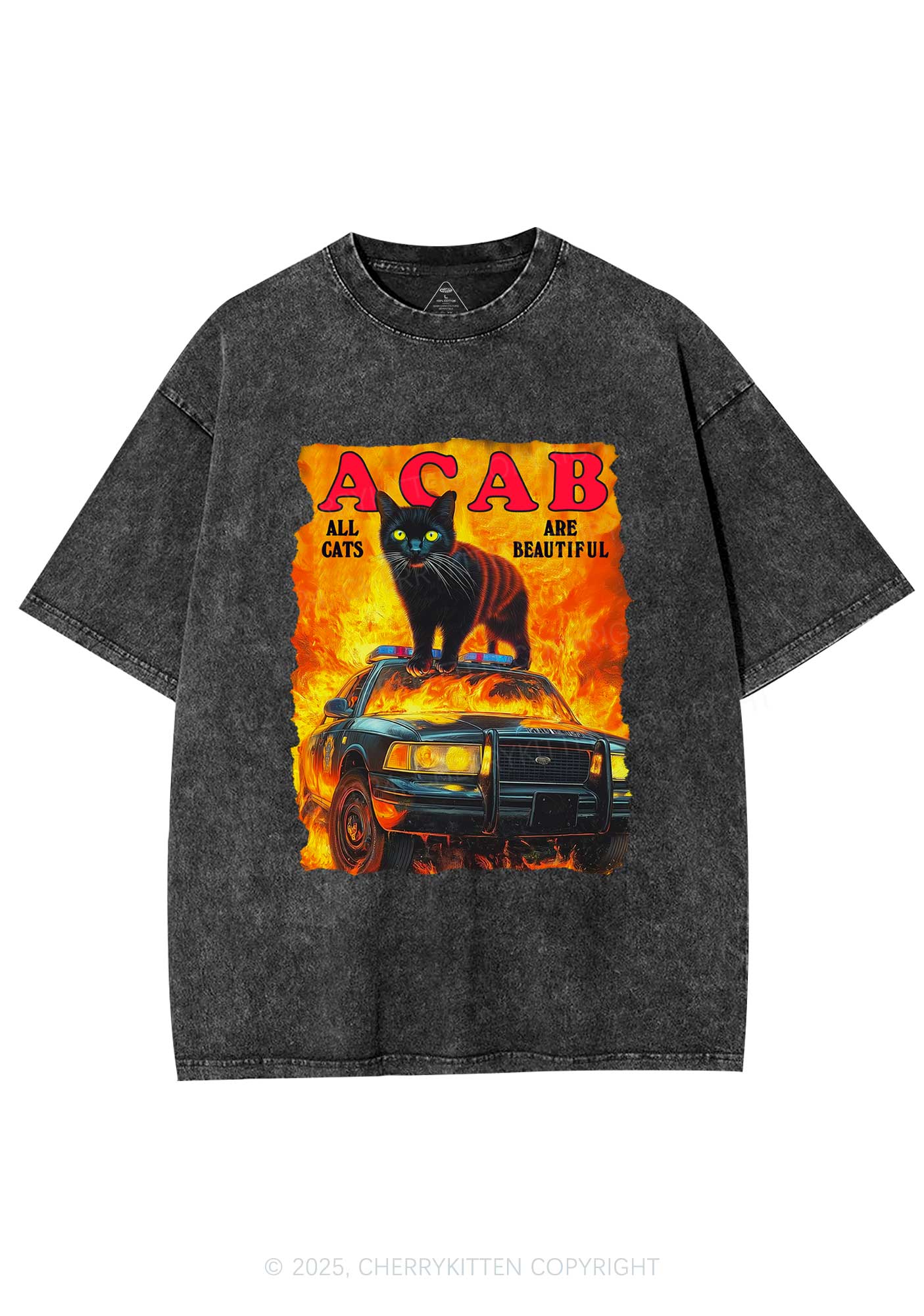 ACAB Beautiful Cats Y2K Washed Tee Cherrykitten