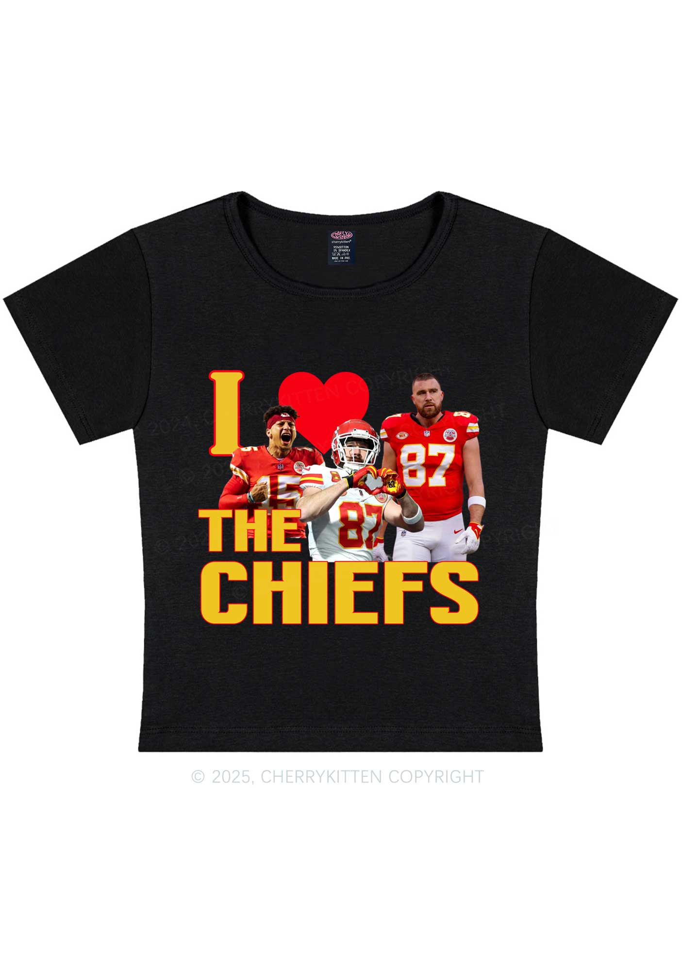 Custom I Love Chiefs Y2K Super Bowl Baby Tee Cherrykitten