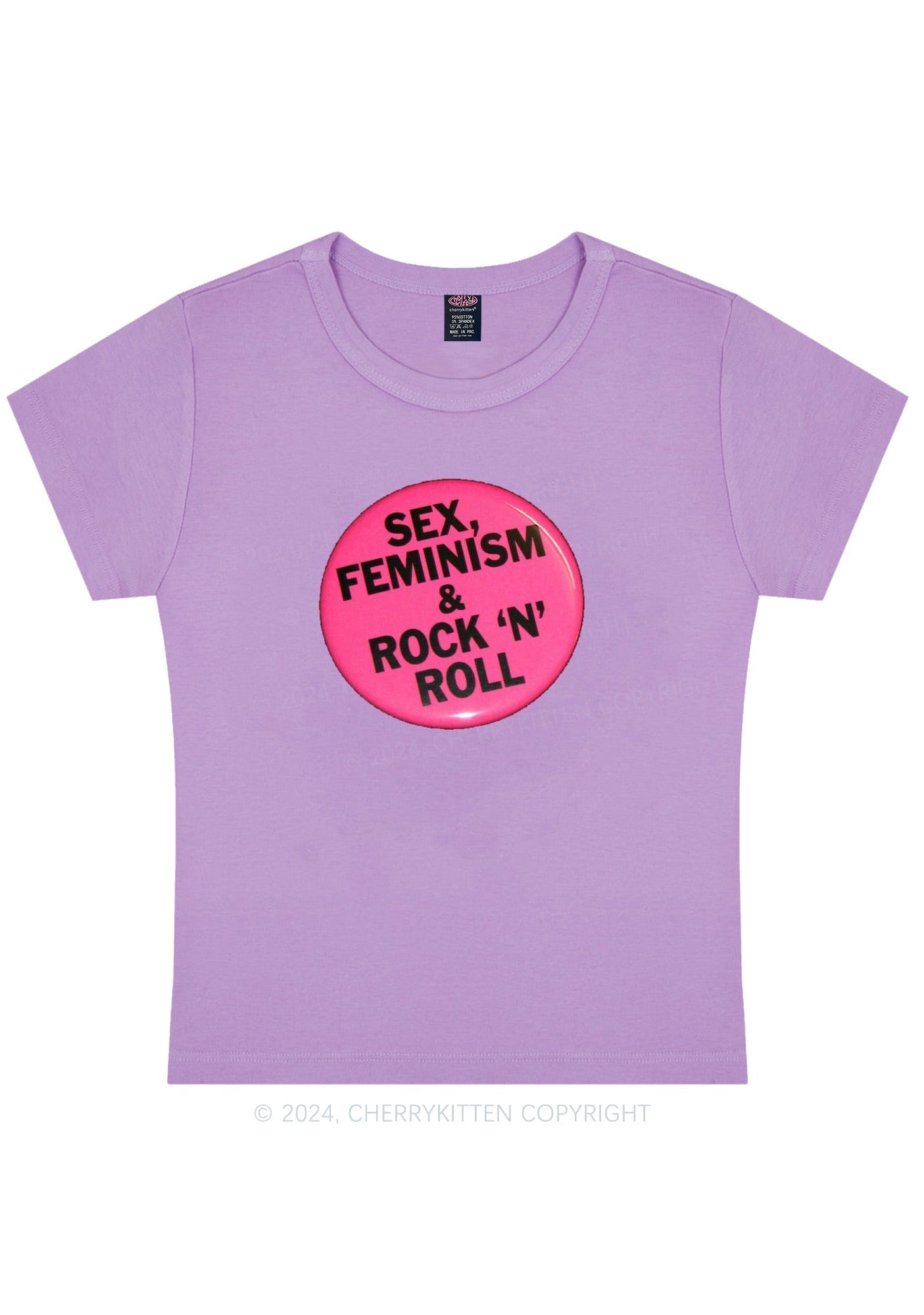 Feminism Rock N Roll Y2K Baby Tee Cherrykitten