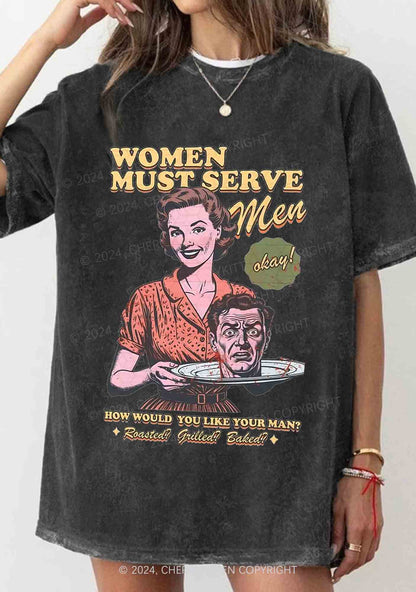 Women Serve Men Y2K Washed Tee Cherrykitten