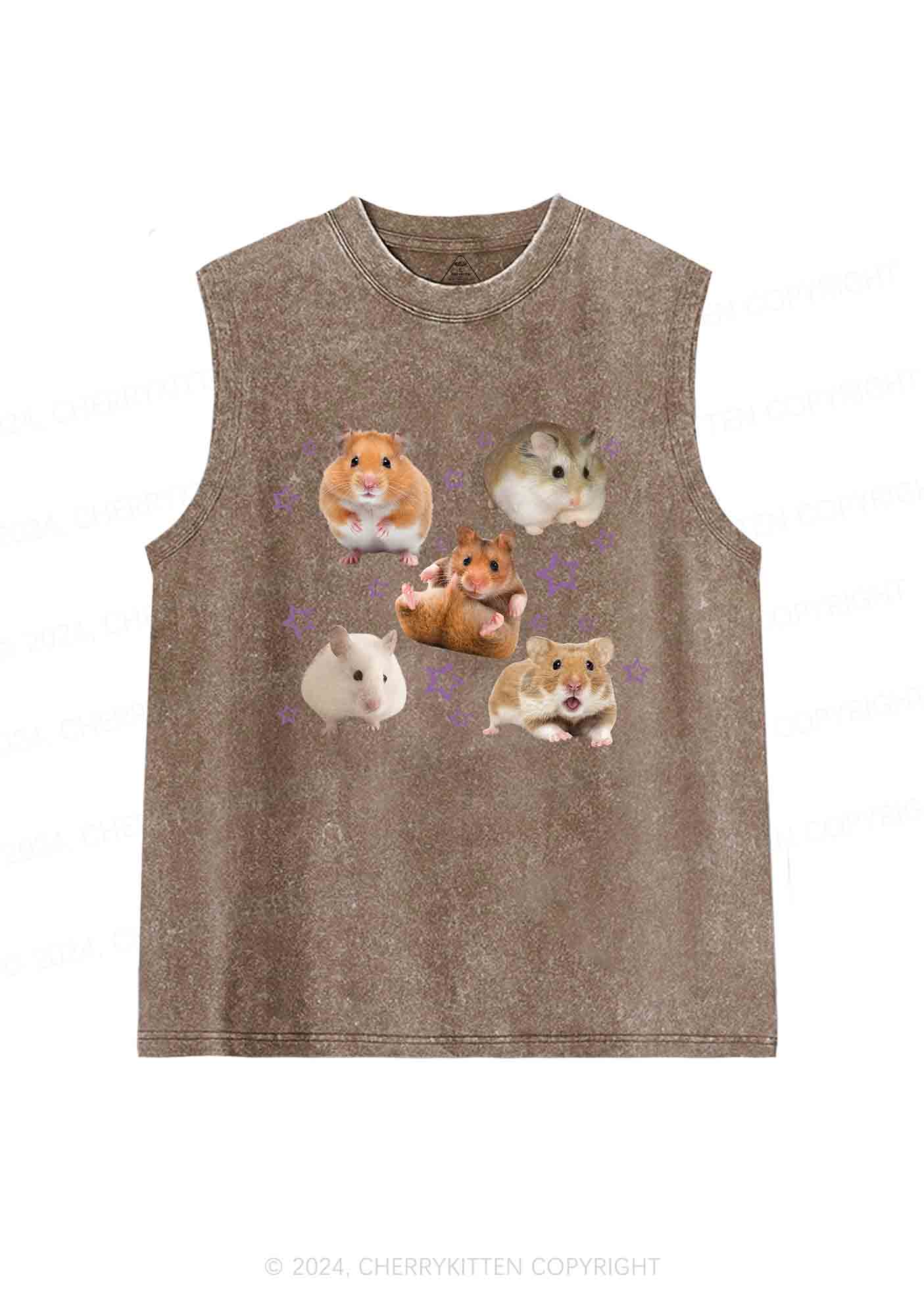 Cute Hamsters Y2K Washed Tank Cherrykitten