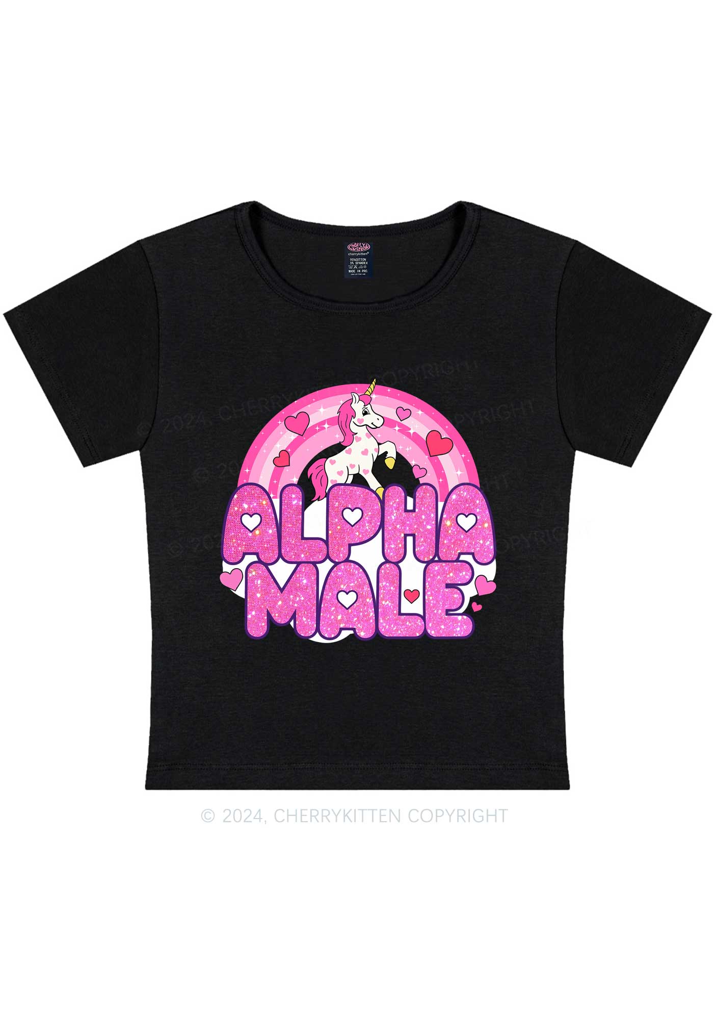 Alpha Male Unicorn Y2K Valentine's Day Baby Tee Cherrykitten