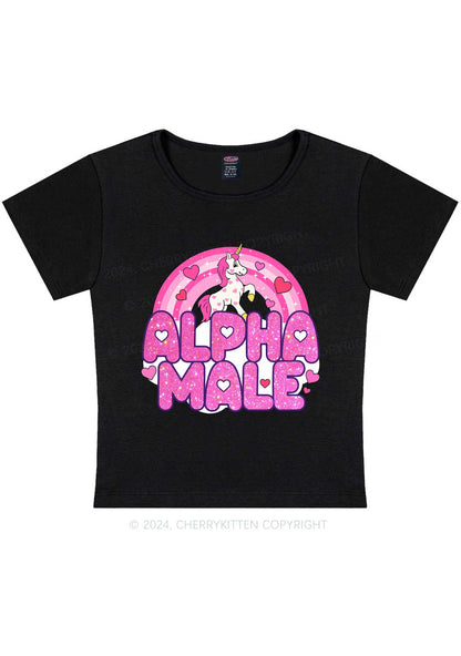 Alpha Male Unicorn Y2K Valentine's Day Baby Tee Cherrykitten