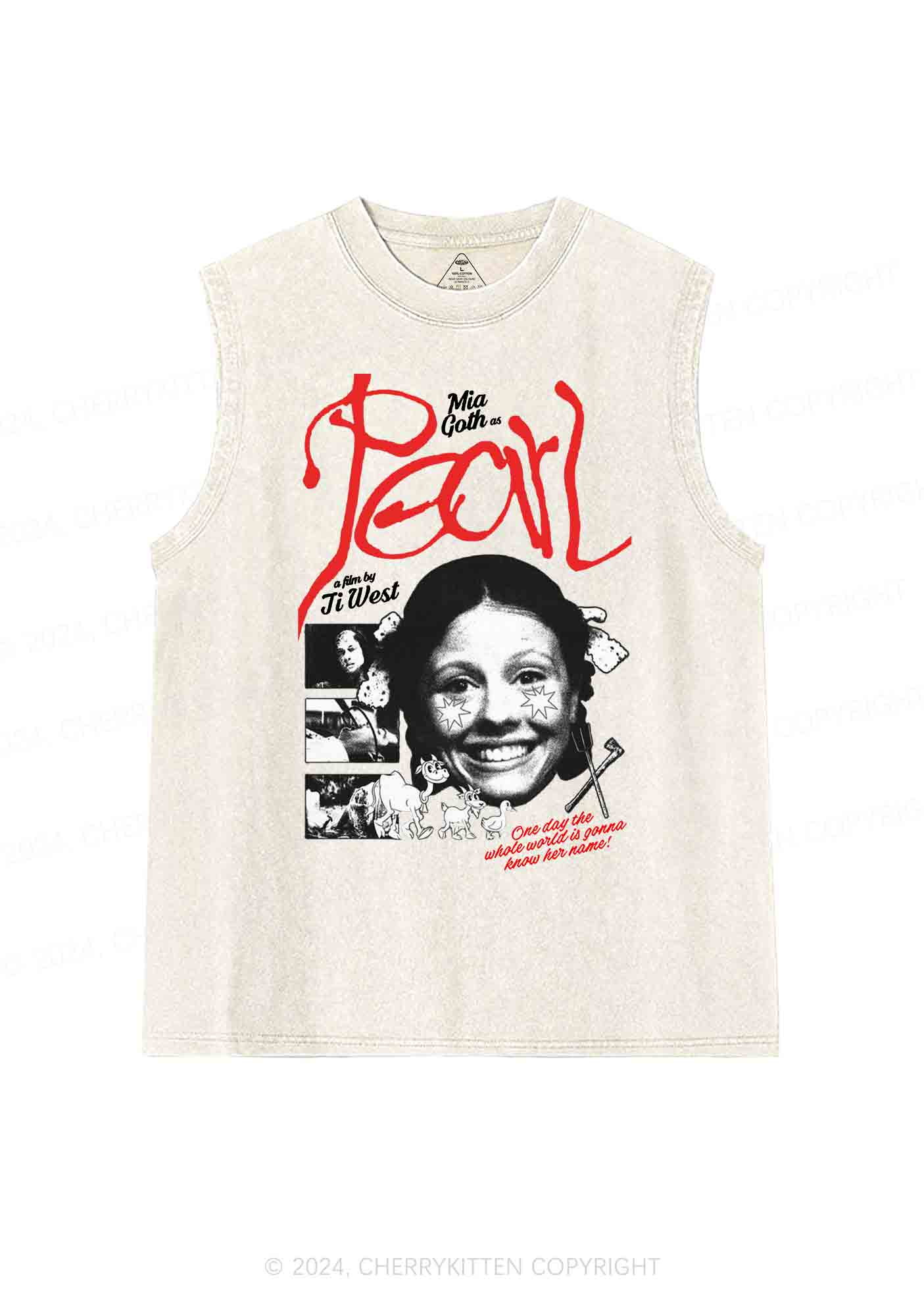 Halloween Film Pearl Y2K Washed Tank Cherrykitten